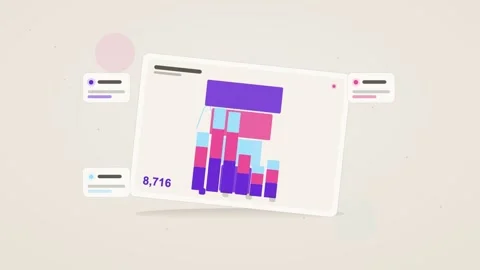 Indigo and pink analytics dashboard flat design loop 動画素材 342628947