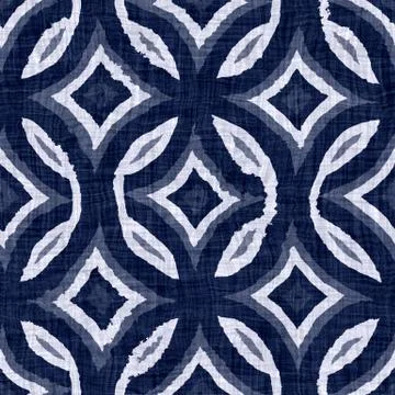 Indigo blue batik dyed effect circle texture background. Seamless japanese style 스톡 사진