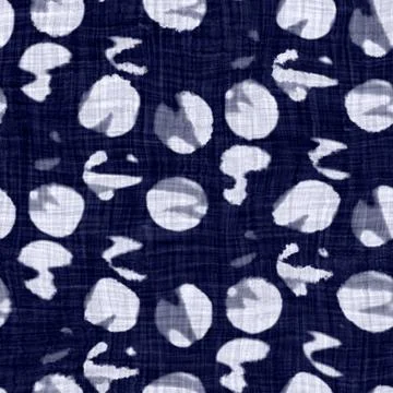 Indigo blue batik dyed effect dotty texture background. Seamless japanese style 스톡 사진