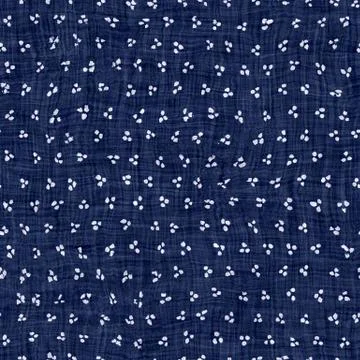 Indigo blue batik dyed effect dotty texture background. Seamless japanese style 스톡 사진