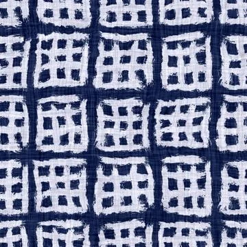 Indigo blue batik dyed effect texture background. Seamless japanese repeat Stock Photos