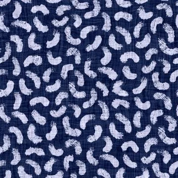 Indigo blue batik dyed effect squiggle texture background. Seamless japanese Foto stock