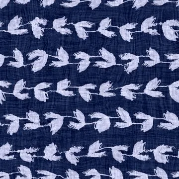 Indigo blue batik dyed leaf effect texture background. Seamless japanese repeat 스톡 사진