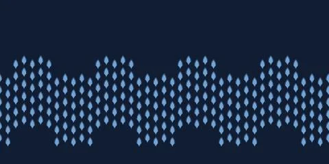 Indigo blue geometric shape border pattern. Repeating hand drawn tiny diamond Stock Illustration