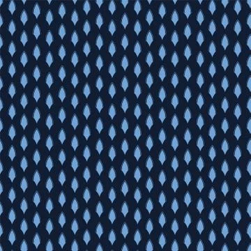 Indigo blue geometric shape pattern. Repeating hand drawn tiny diamond stripes Stock Illustration