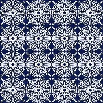 Indigo blue hand drawn vector seamless pattern. Porcelain - style surface design Stock Illustration