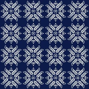 Indigo blue hand drawn vector seamless pattern. Porcelain - style surface design Stock Illustration