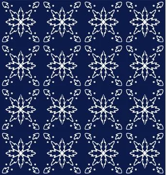 Indigo blue hand drawn vector seamless pattern. Porcelain - style surface design Stock Illustration