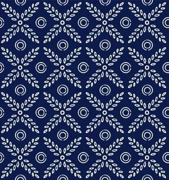Indigo blue hand drawn vector seamless pattern. Porcelain - style surface design 库存插图