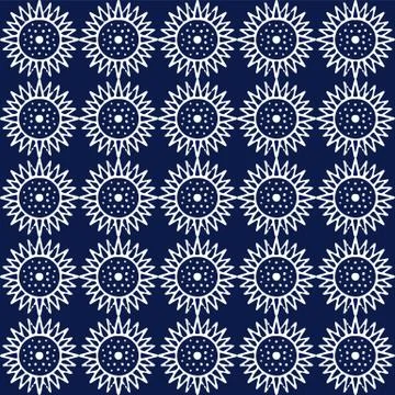 Indigo blue hand drawn vector seamless pattern. Porcelain - style surface design Stock Illustration