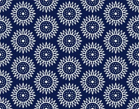 Indigo blue hand drawn vector seamless pattern. Porcelain - style surface design Illustrazione stock