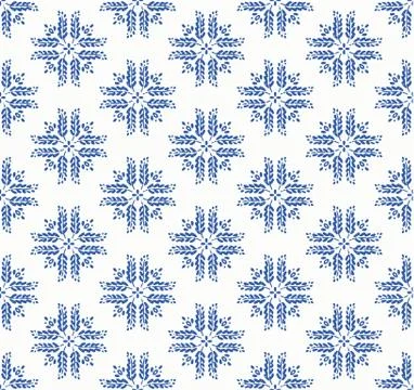 Indigo blue hand drawn vector seamless pattern. Porcelain - style surface design Stock Illustration