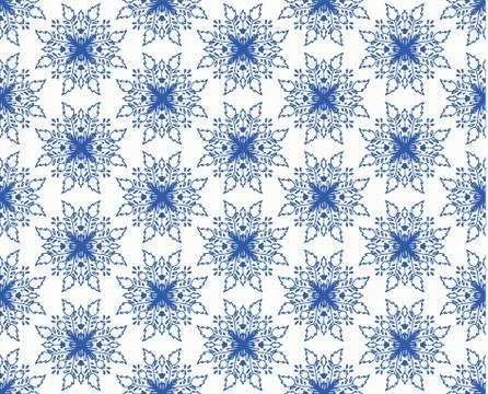 Indigo blue hand drawn vector seamless pattern. Porcelain - style surface design Stock Illustration