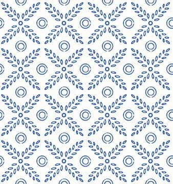 Indigo blue hand drawn vector seamless pattern. Porcelain - style surface design 库存插图