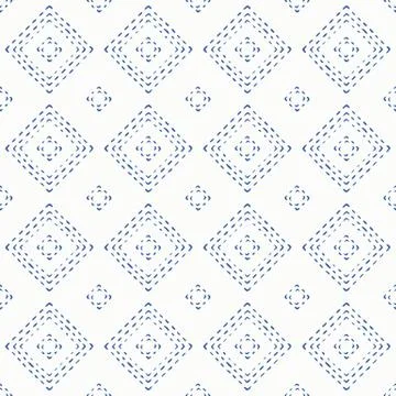 Indigo blue hand drawn vector seamless pattern. Porcelain - style surface design Stock Illustration