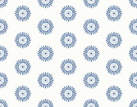 Indigo blue hand drawn vector seamless pattern. Porcelain - style surface design Stock Illustration