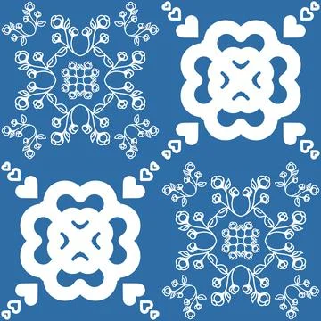 Indigo blue seamless pattern, repeating motif tile mosaic, vector illustratio Stock-Illustration