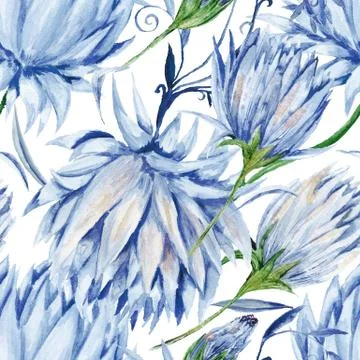 Indigo Floral Pattern Stock Illustration