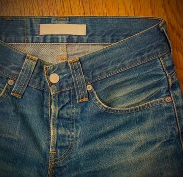 Indigo jeans with a button Foto stock
