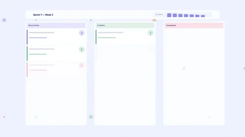 Indigo Sprint Board Agile Scrum Burndown Flat Design Loop Stockbeeldmateriaal 342606070