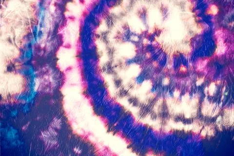 Indigo Tie Dye. Circle Texture. Hippie Artistic Stock Illustration