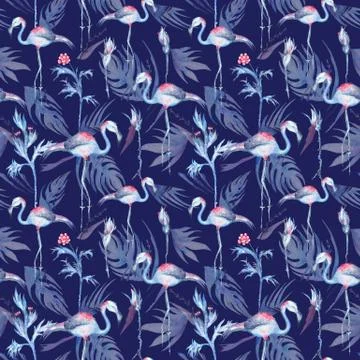 Indigo Tropical Pattern Ilustración de archivo
