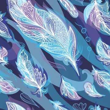 Indigo Vector Boho Pattern Stock Illustration