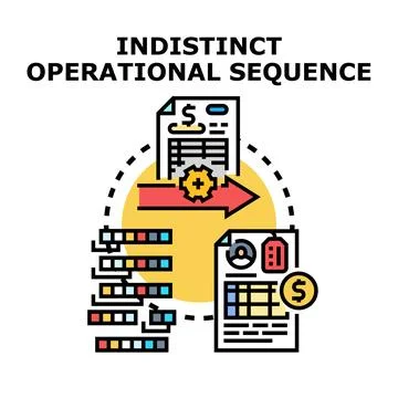 Indistinct operational sequence leading to business process outcome Stock Illustration