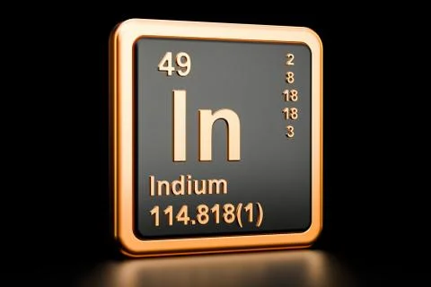 Indium In chemical element. 3D rendering Stock Illustration