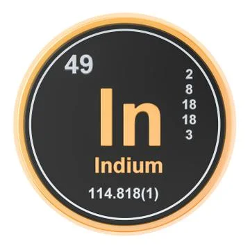 Indium In chemical element. 3D rendering Stock Illustration