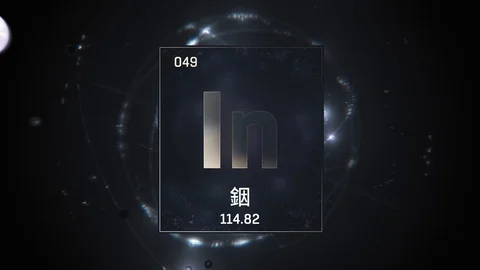 Indium as Element 49 of the Periodic Table 3D animation on silver background 스톡 동영상 126456943