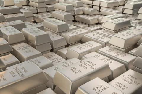 Indium ingots, bars background. 3D rendering Stock Illustration