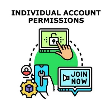 Individual account access permissions and online security settings Stock Illustration