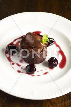 Individual Black Forest Cherry Cake With Melting Chocolate