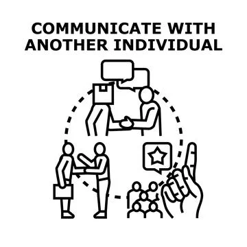 Individual communicating, discussing, networking, collaborating Stock Illustration