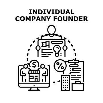 Individual company founder developing and managing startup business 库存插图