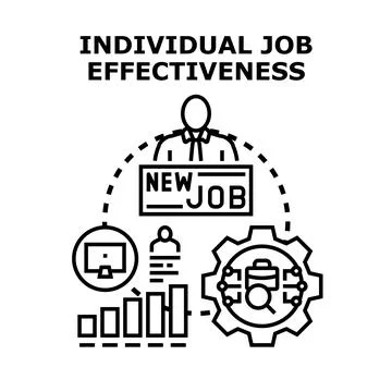 Individual completing a new job effectiveness program Illustration