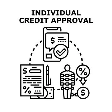 Individual credit approval process receiving digital confirmation Stock Illustration