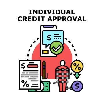Individual credit approval process receiving digital confirmation Stock Illustration