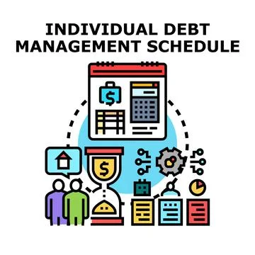 Individual debt management schedule planning financial future Stock Illustration