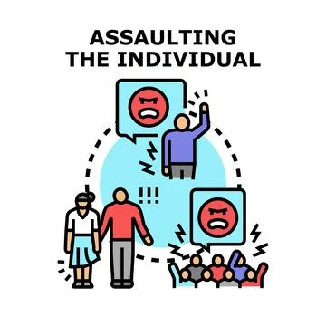 Individual experiencing public aggression, harassment, and social pressure Stock Illustration