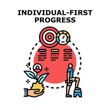 Individual first professional progress and personal development concept Stock Illustration