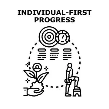 Individual first professional progress and personal development concept Stock Illustration
