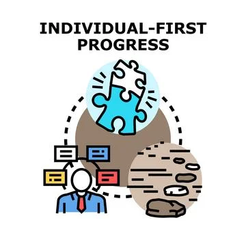 Individual first progress concept development illustration Stock Illustration