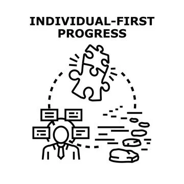 Individual first progress concept development illustration Stock Illustration