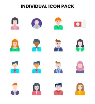 Individual Flat Graphics Icons Pack Stock Illustration