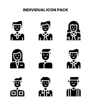 Individual Glyph Vector Icons Pack Stock Illustration
