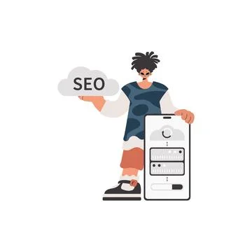 The individual is holding a data cloud and a server Stock Illustration