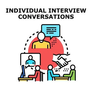 Individual interview conversations for recruiting and employment Stock Illustration