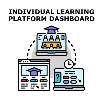 Individual learning platform dashboard for distant education Stock Illustration